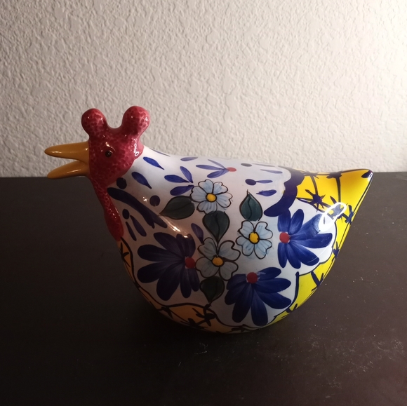 VTG CBK Ceramic Handpainted Floral 8" Rooster Figurine - Picture 6 of 7